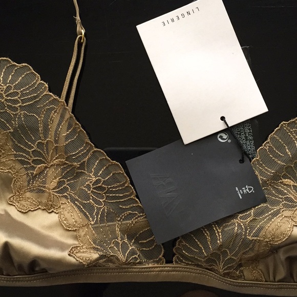 ZARA LINGERIE COLLECTION SATIN EFFECT LACE BRALETTE - Picture 10 of 13
